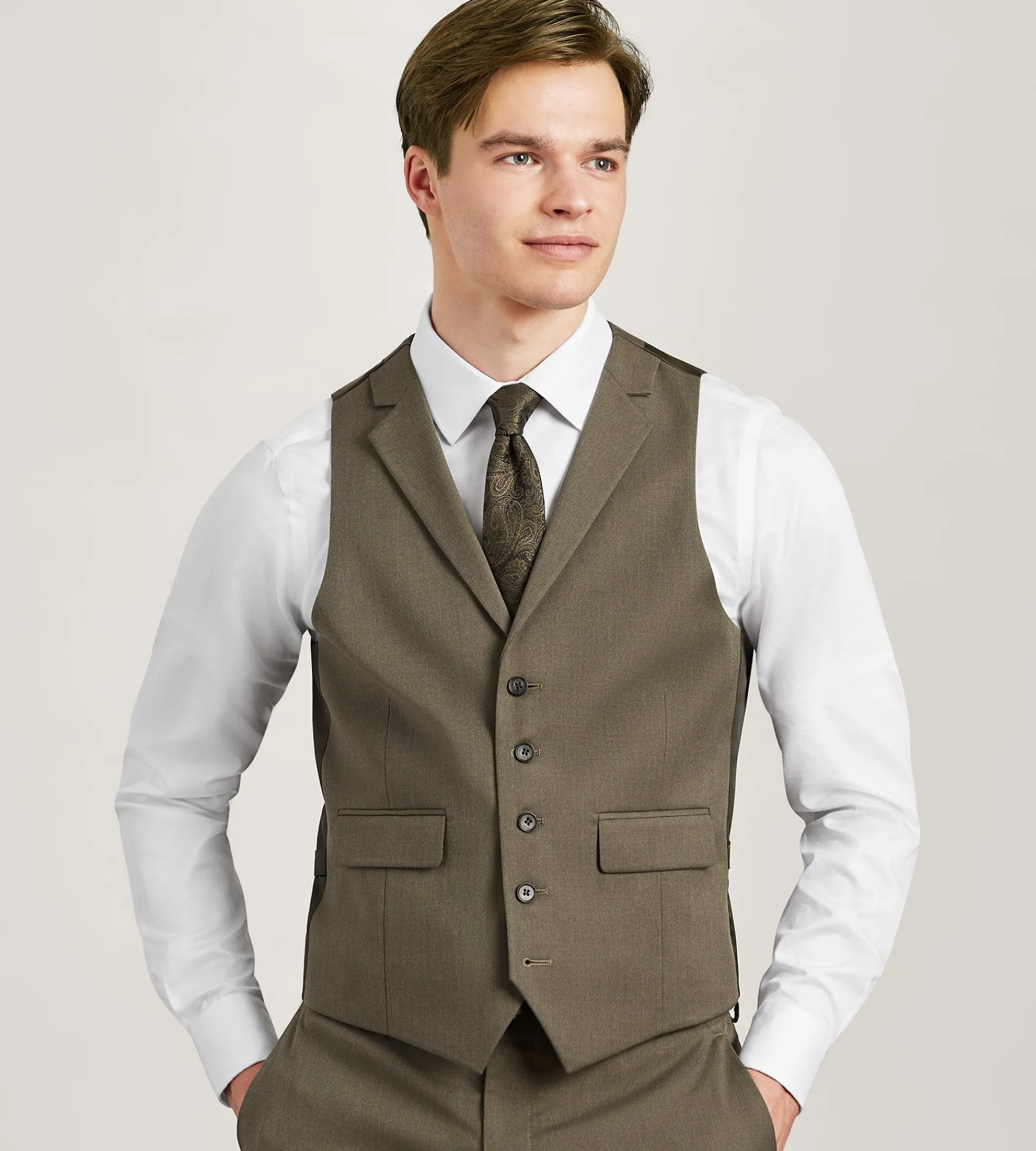 G Grafton Vests*Solid Suit Vest Brown