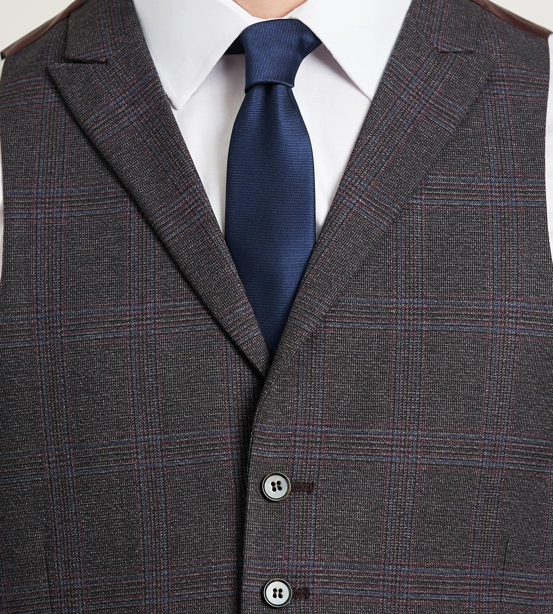 G Grafton Vests*Plaid Suit Vest Burgundy