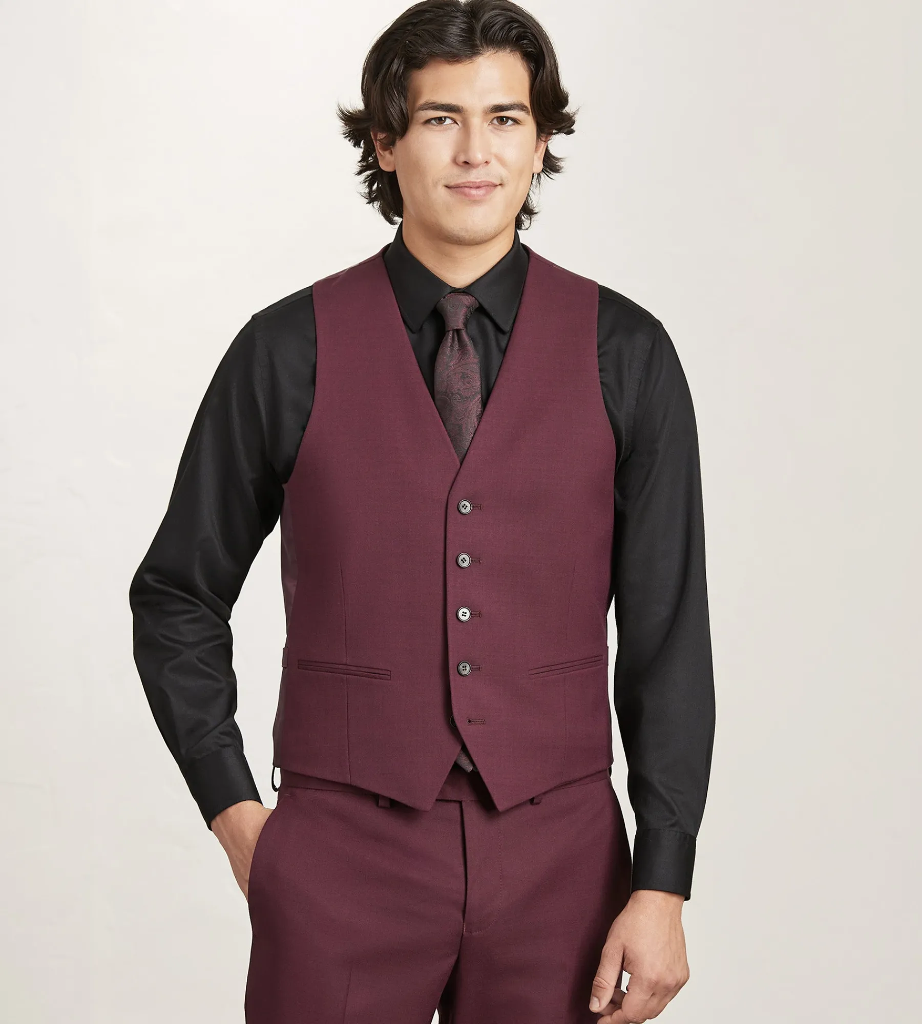 G Grafton Vests*Solid Suit Vest Burgundy