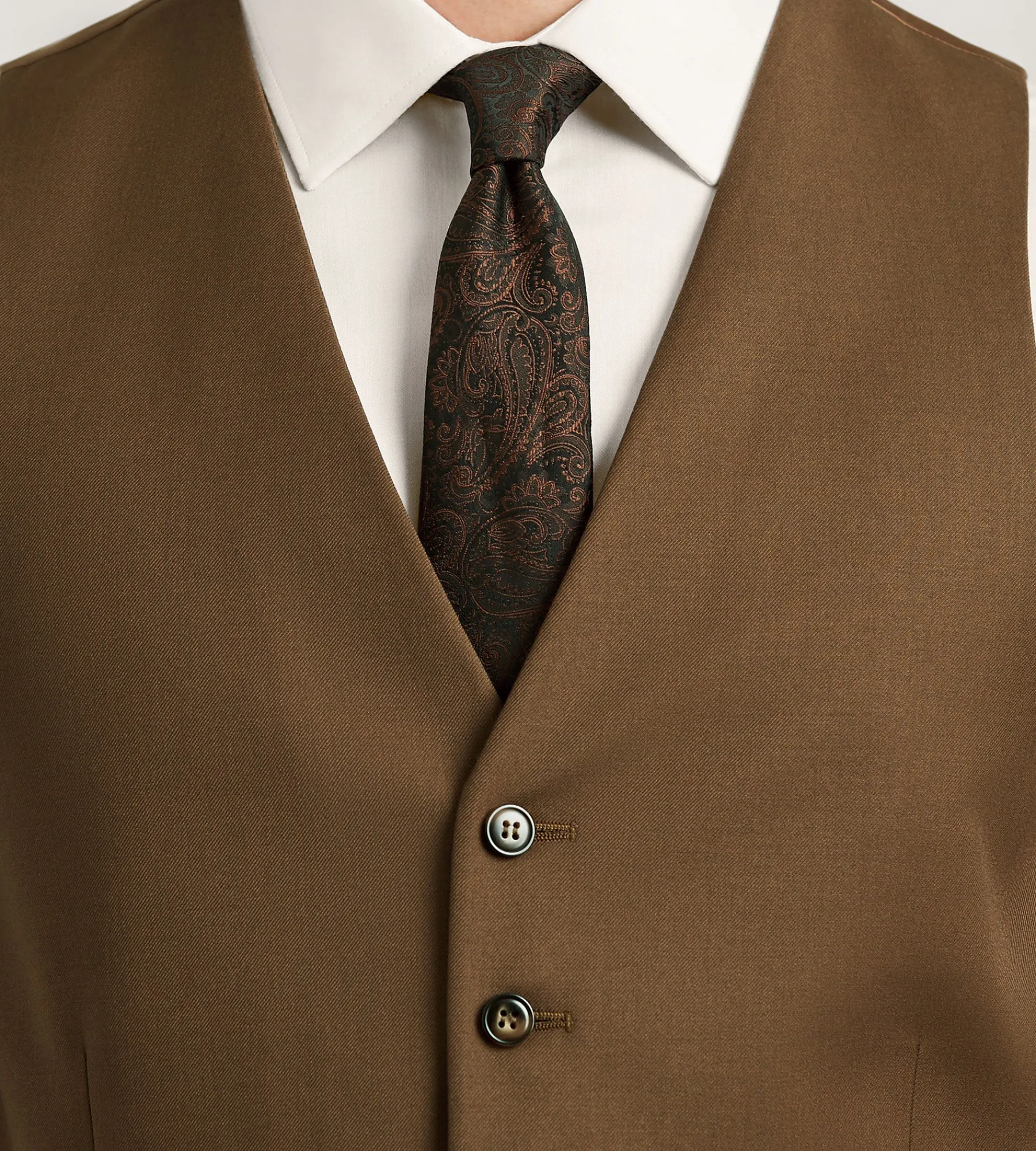 G Grafton Vests*Solid Suit Vest Caramel
