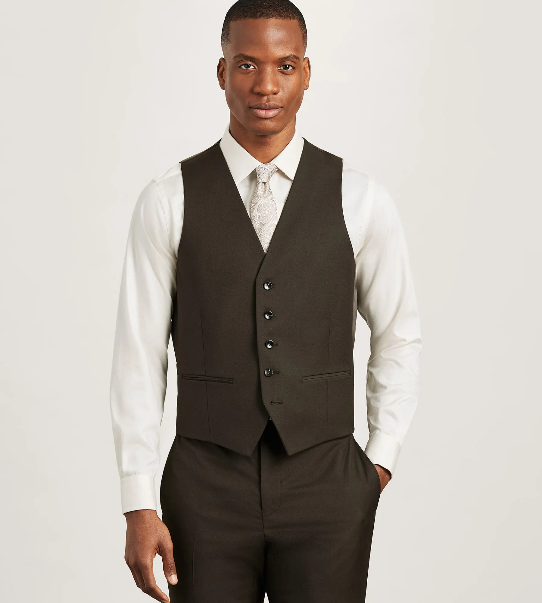 G Grafton Vests*Solid Suit Vest Dark brown