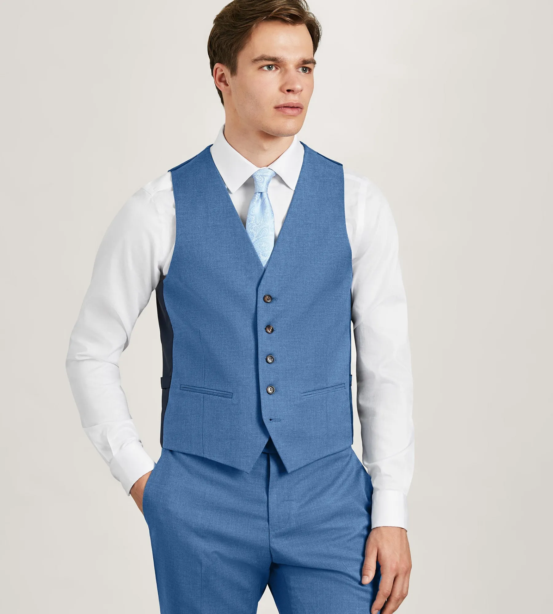 G Grafton Vests*Solid Suit Vest Denim