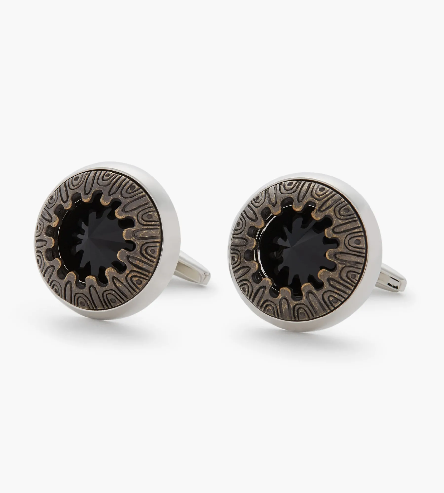 Tip Top Cuff Links & Tie Bars*Glass Cufflinks Round