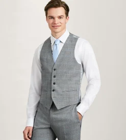 G Grafton Vests*Plaid Suit Vest Grey