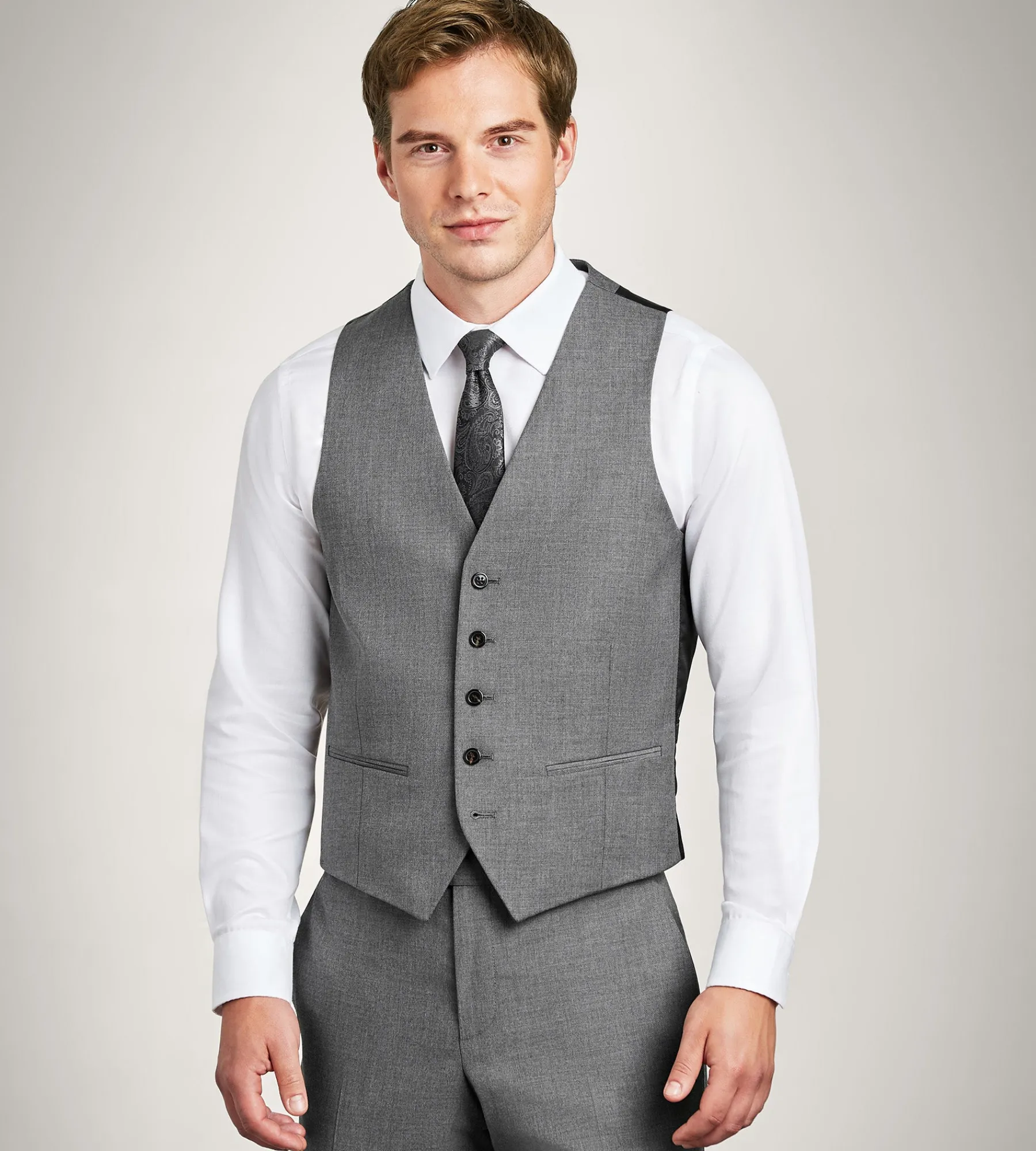G Grafton Vests*Solid Suit Vest Grey