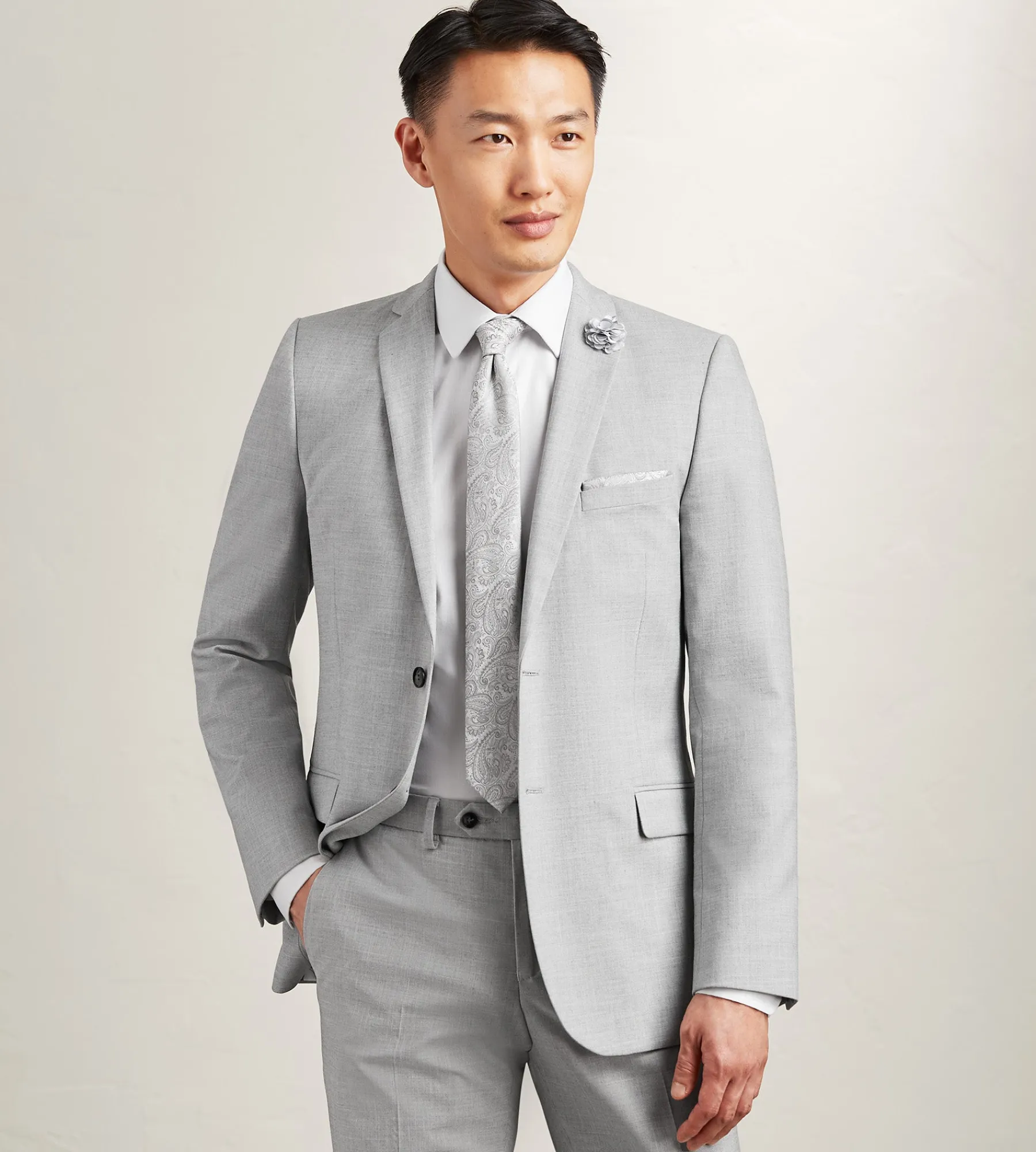 G Grafton Suit Separates*Modern Fit Light Grey Solid Suit