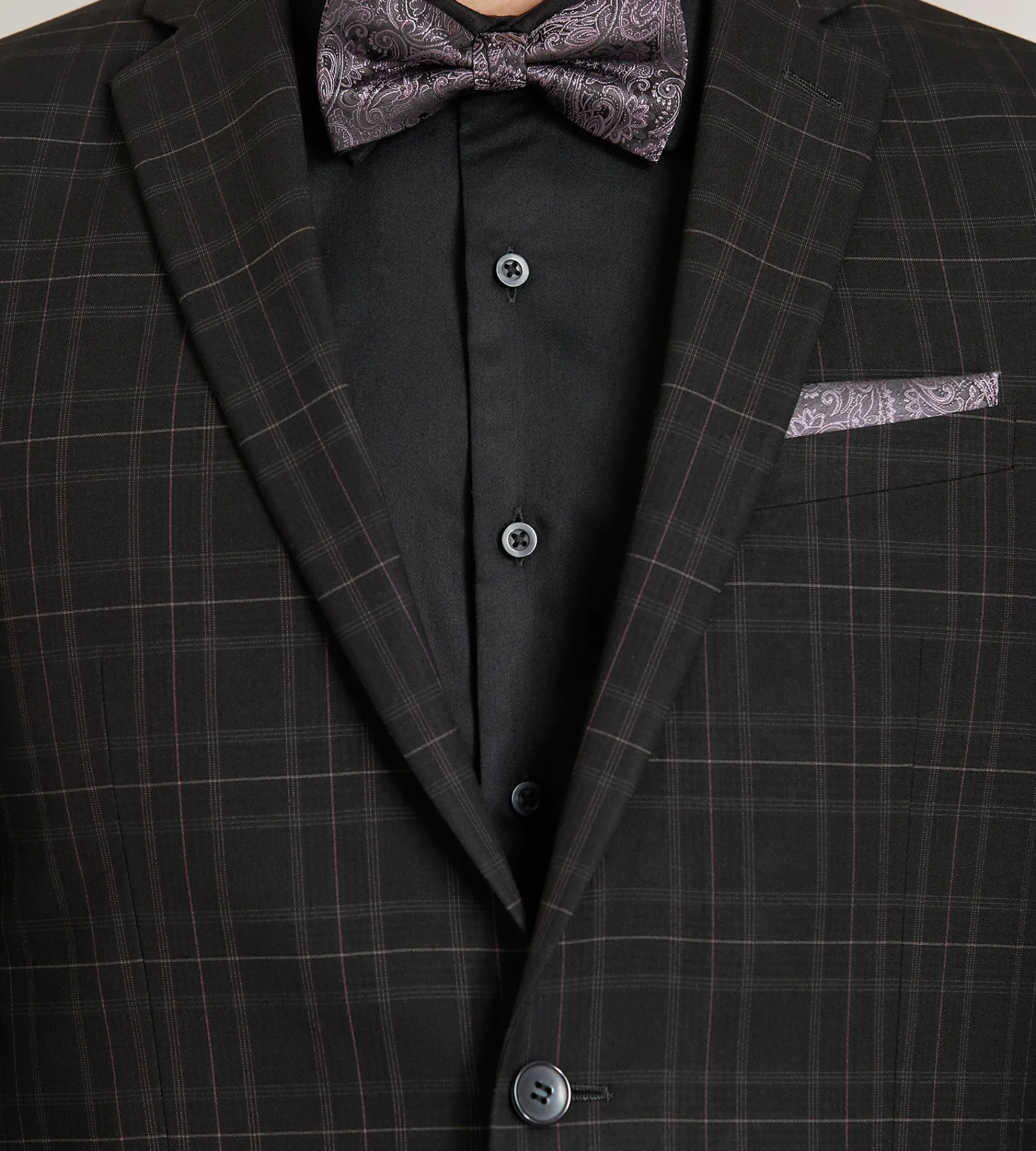 G Grafton Suit Separates*Modern Fit Black Plaid Suit
