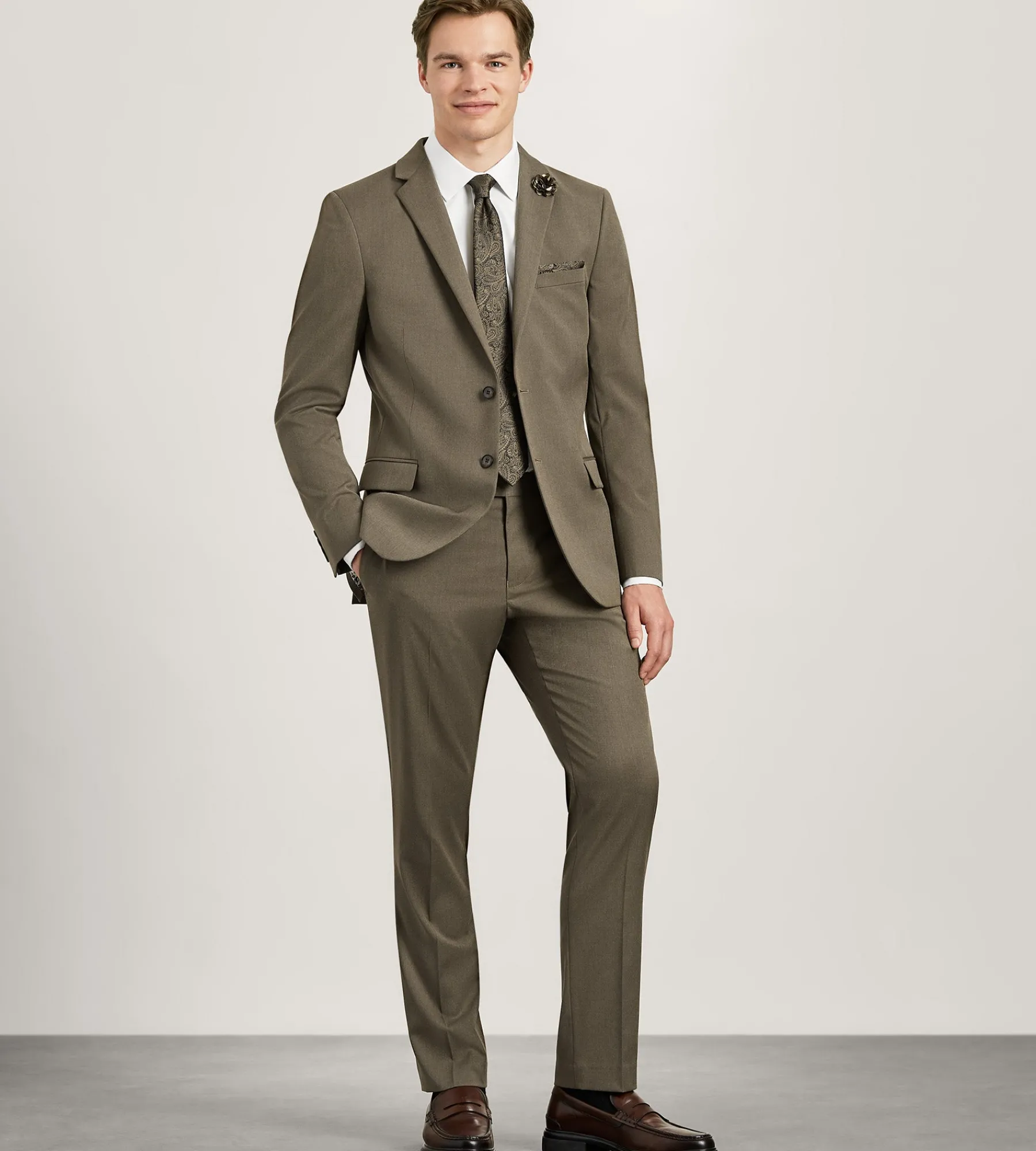 G Grafton Suit Separates*Modern Fit Brown Solid Suit
