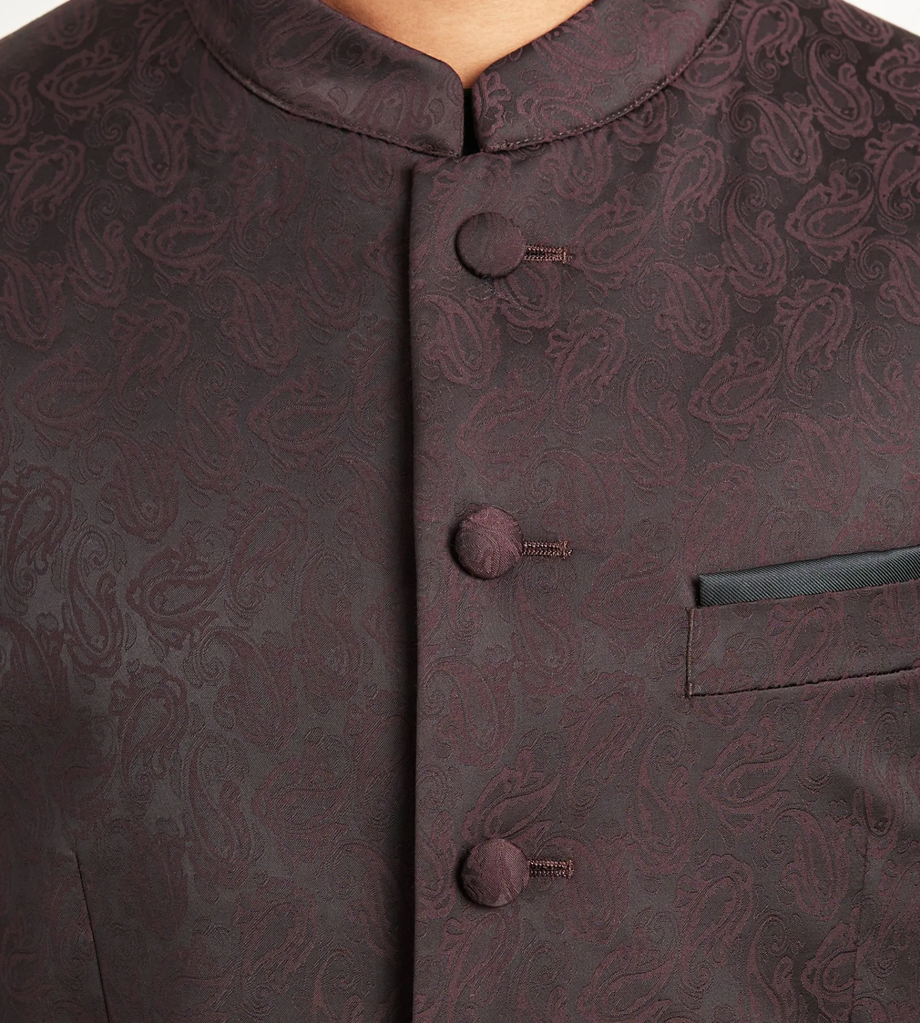 G Grafton Nehru Jackets|Suit Separates*Modern Fit Burgundy Jacquard Nehru Suit