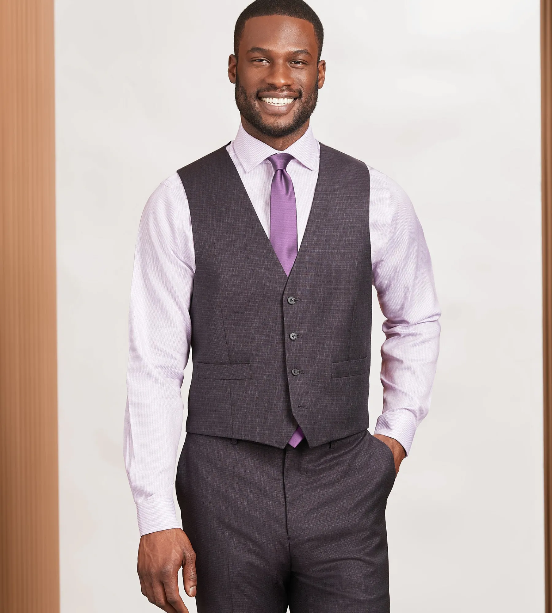 DKNY Vests*Modern Fit Neat Suit Vest Burgundy