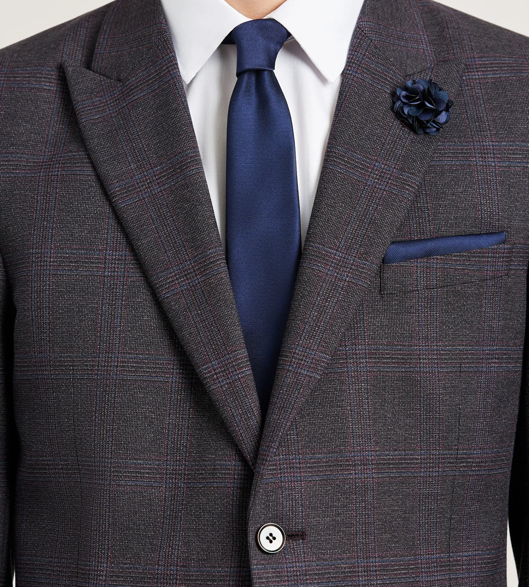 G Grafton Suit Separates*Modern Fit Burgundy Plaid Suit