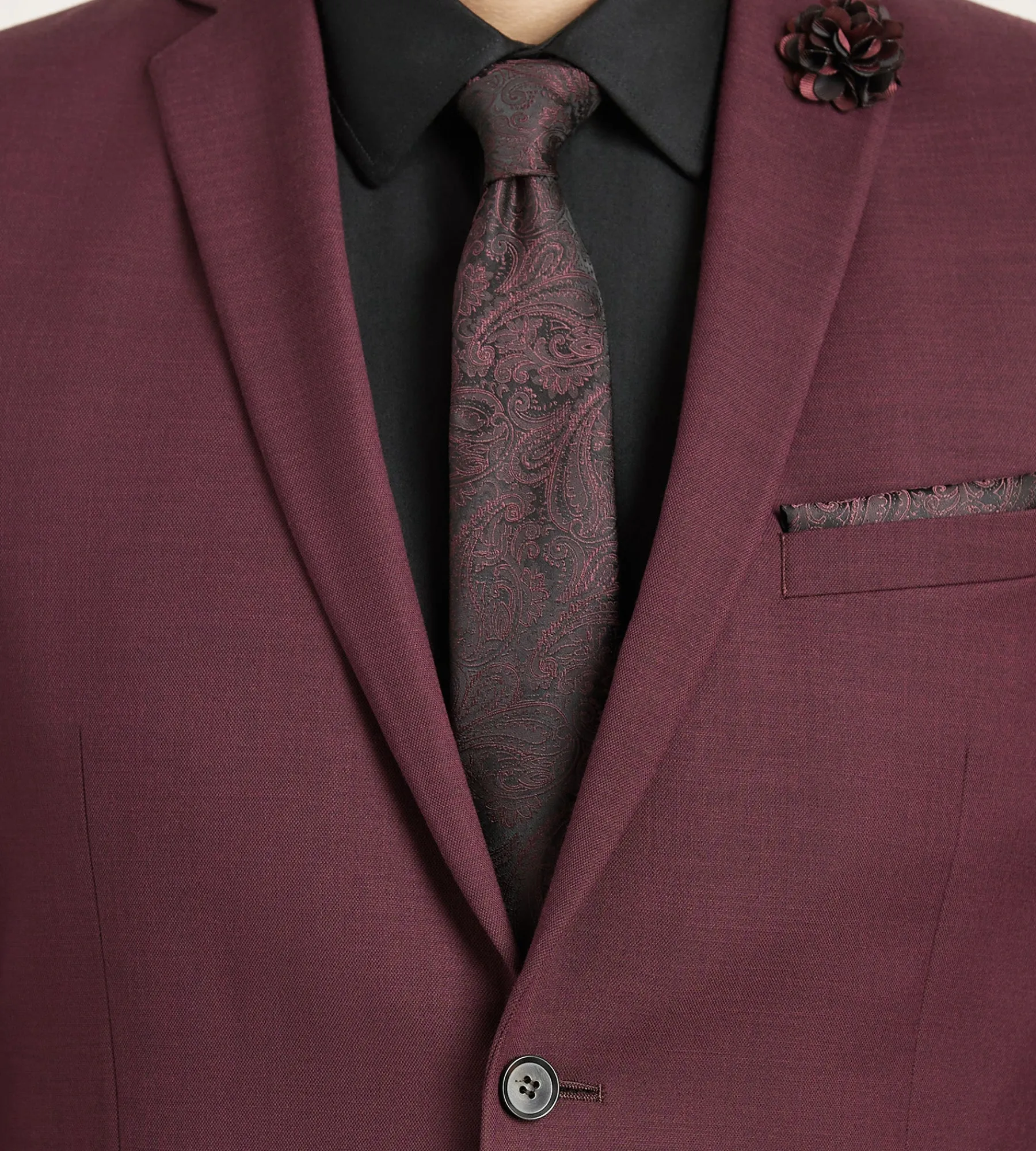 G Grafton Suit Separates*Modern Fit Burgundy Solid Suit