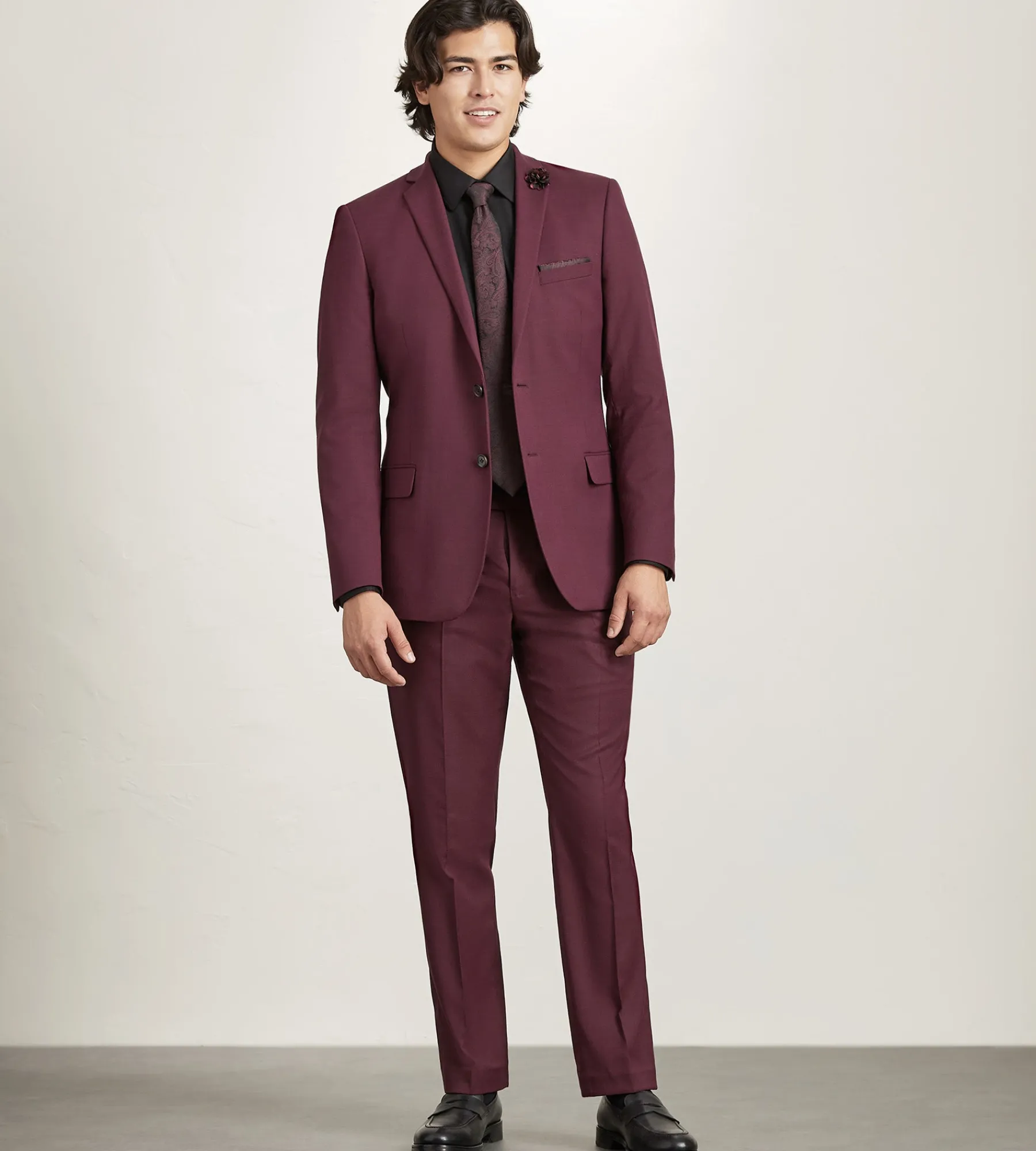 G Grafton Suit Separates*Modern Fit Burgundy Solid Suit