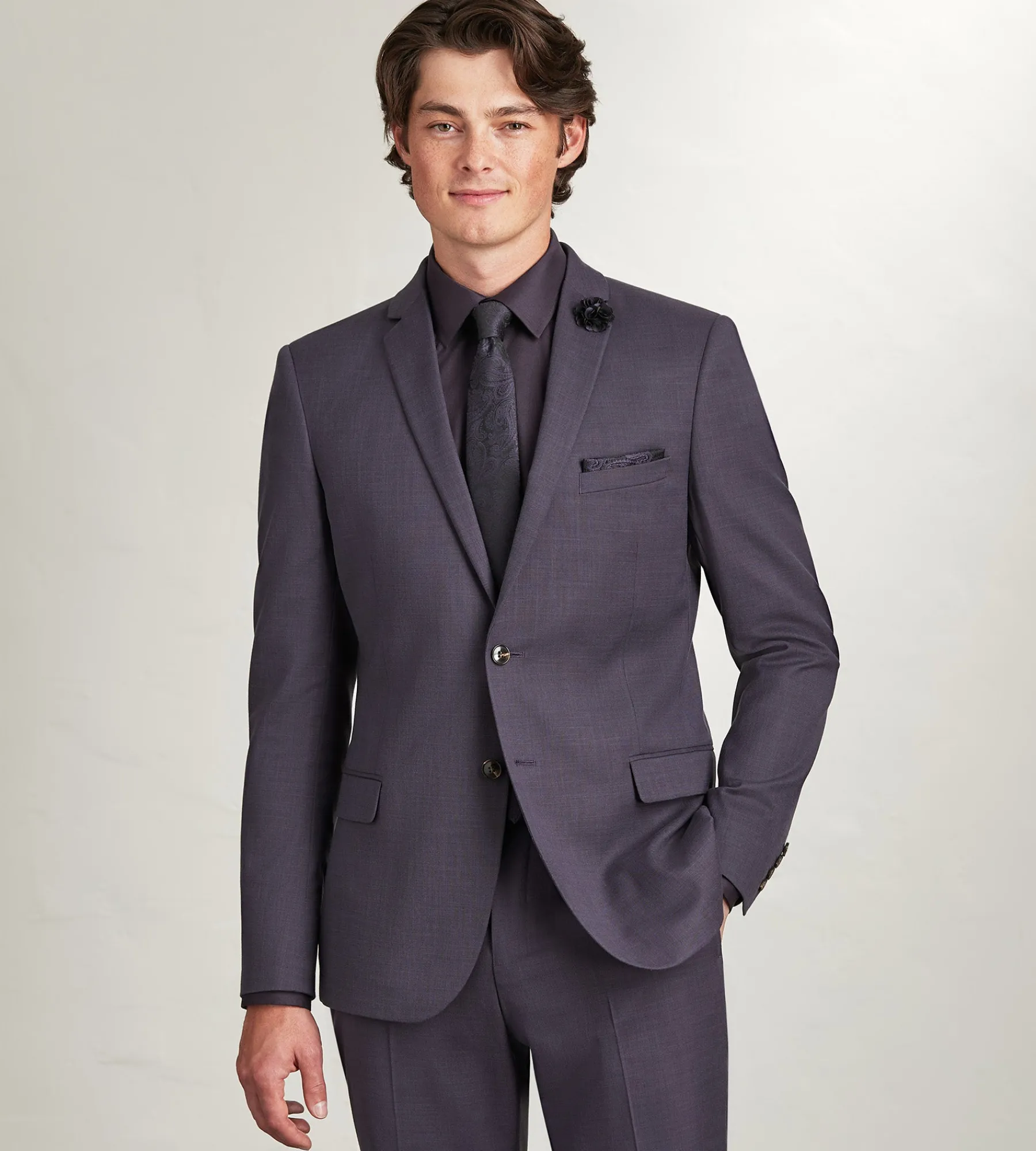 G Grafton Suit Separates*Modern Fit Deep Purple Solid Suit
