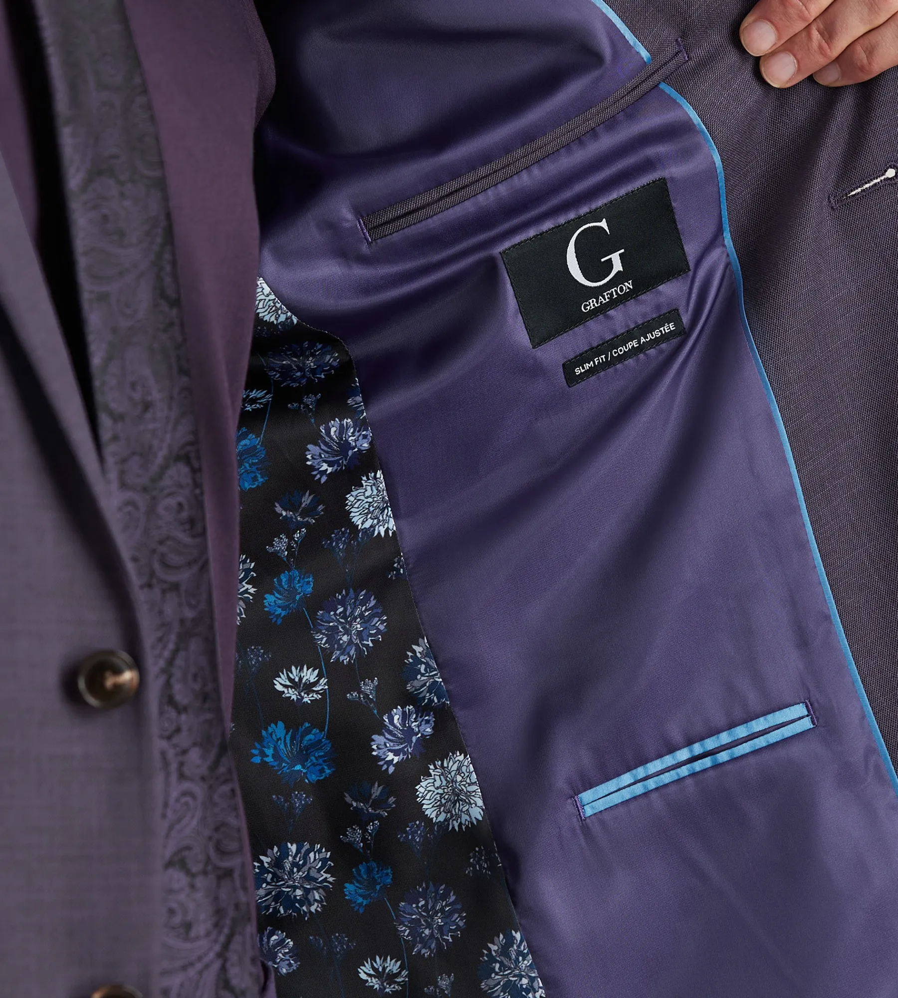 G Grafton Suit Separates*Modern Fit Deep Purple Solid Suit
