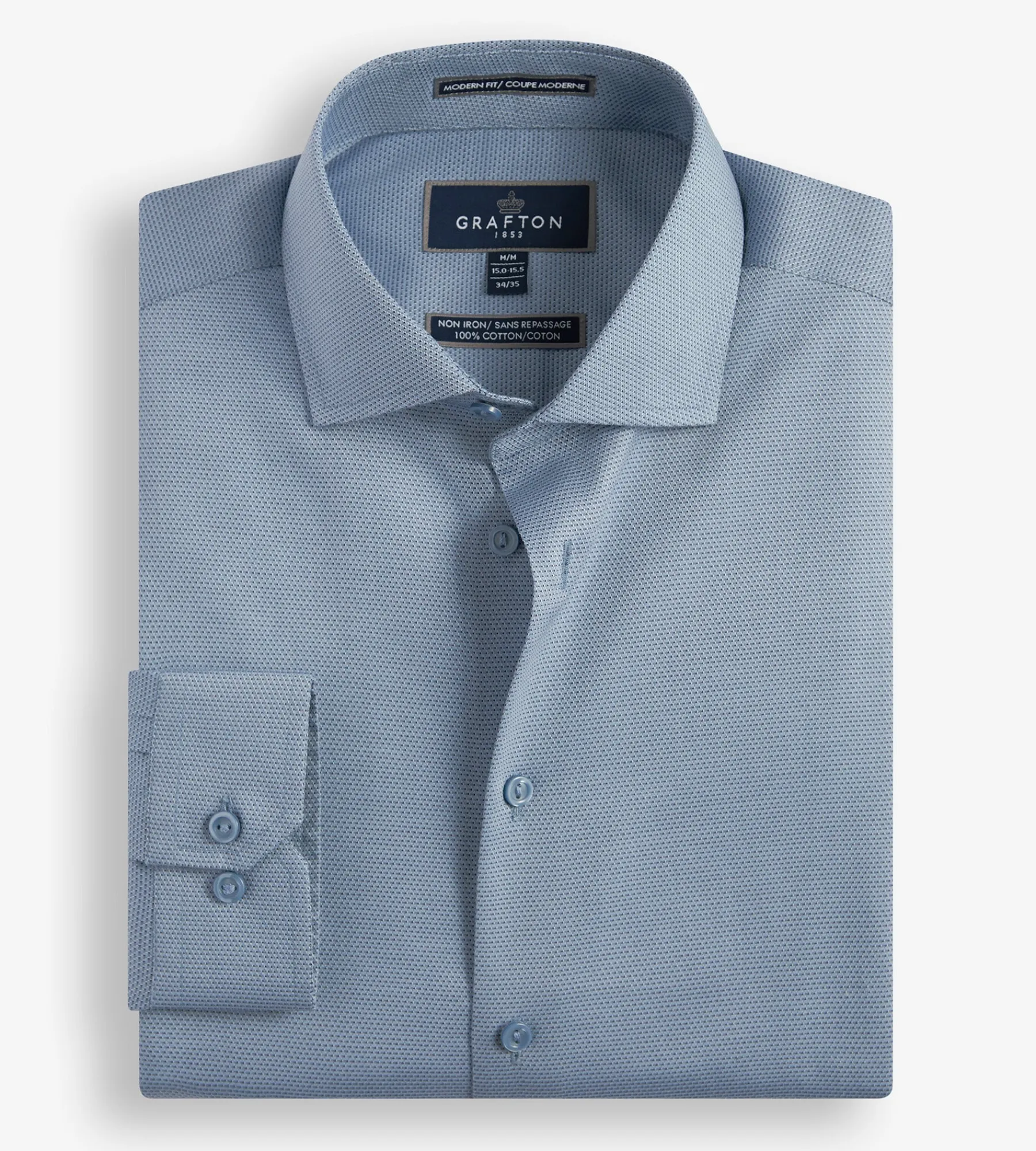 Grafton 1853 Dress Shirts*Modern Fit Dobby Non-Iron Dress Shirt Oxford blue