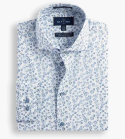 Grafton 1853 Dress Shirts*Modern Fit Floral Print Dress Shirt Blue
