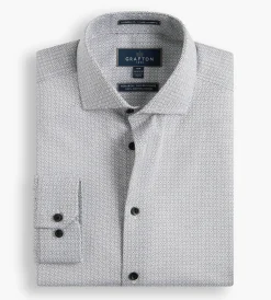 Grafton 1853 Dress Shirts*Modern Fit Geo Print Dress Shirt White