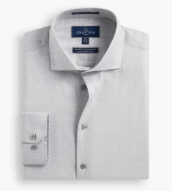 Grafton 1853 Dress Shirts*Modern Fit Geo Print Dress Shirt Light grey