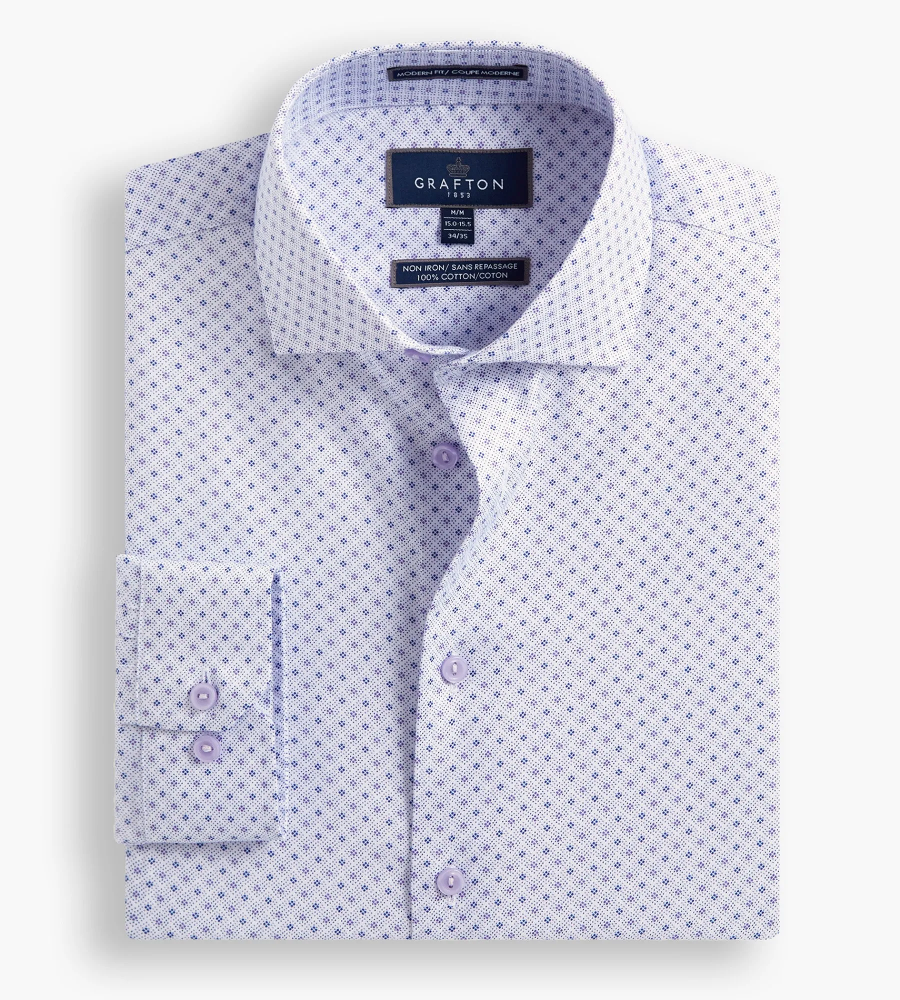 Grafton 1853 Dress Shirts*Modern Fit Geo Print Dress Shirt Lavender