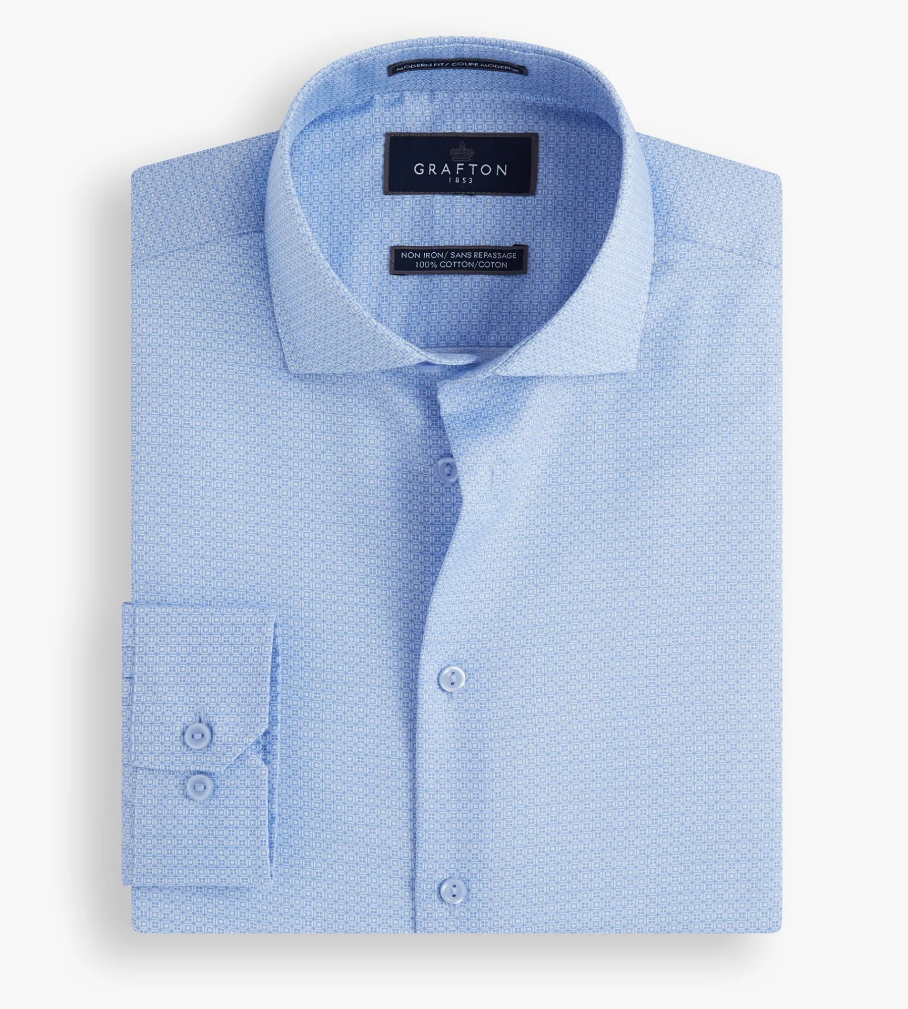 Grafton 1853 Dress Shirts*Modern Fit Geo Print Dress Shirt Light blue