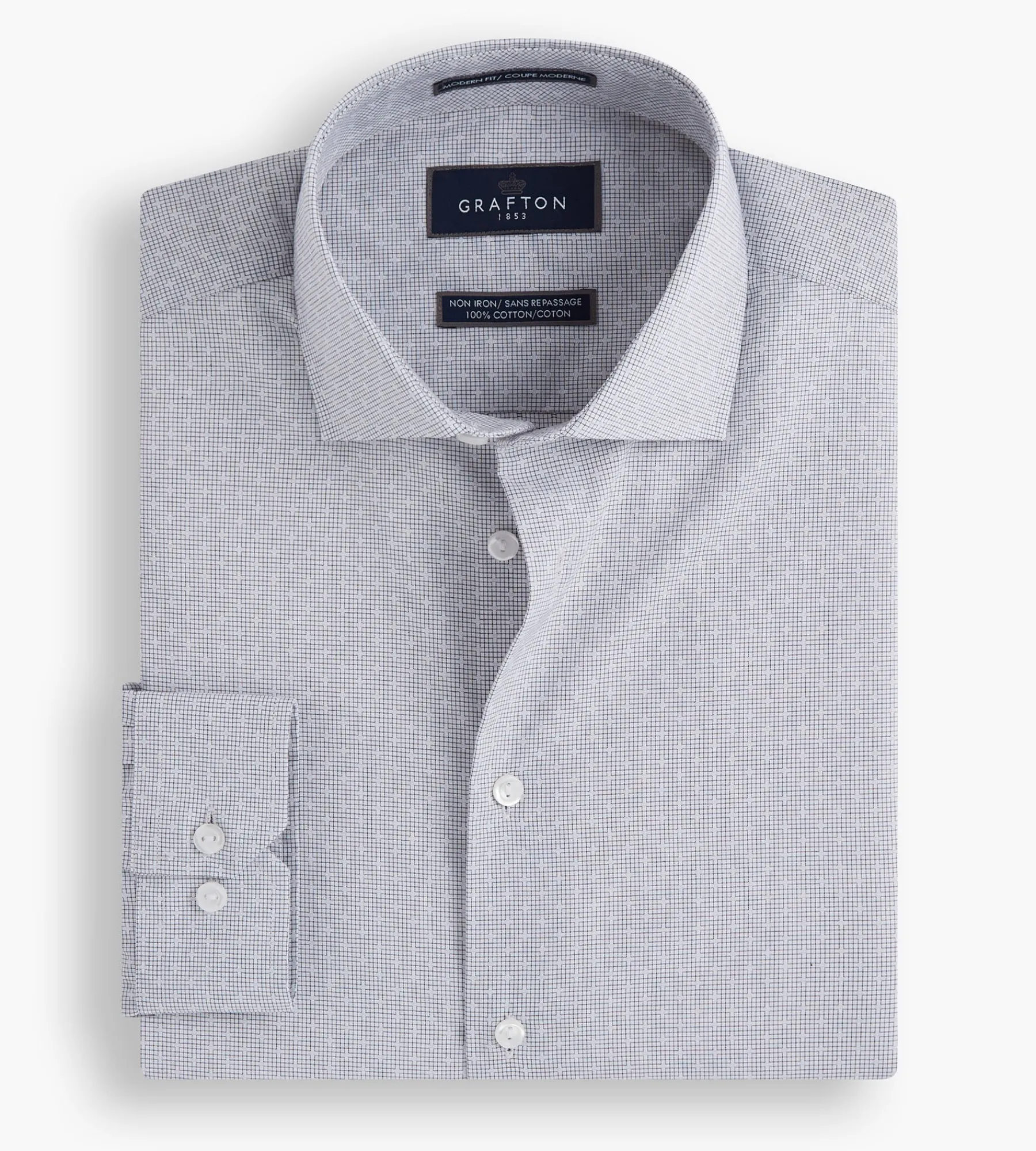 Grafton 1853 Dress Shirts*Modern Fit Geo Print Dress Shirt Grey