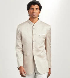 G Grafton Suit Separates|Nehru Jackets*Modern Fit Ivory Jacquard Nehru Suit