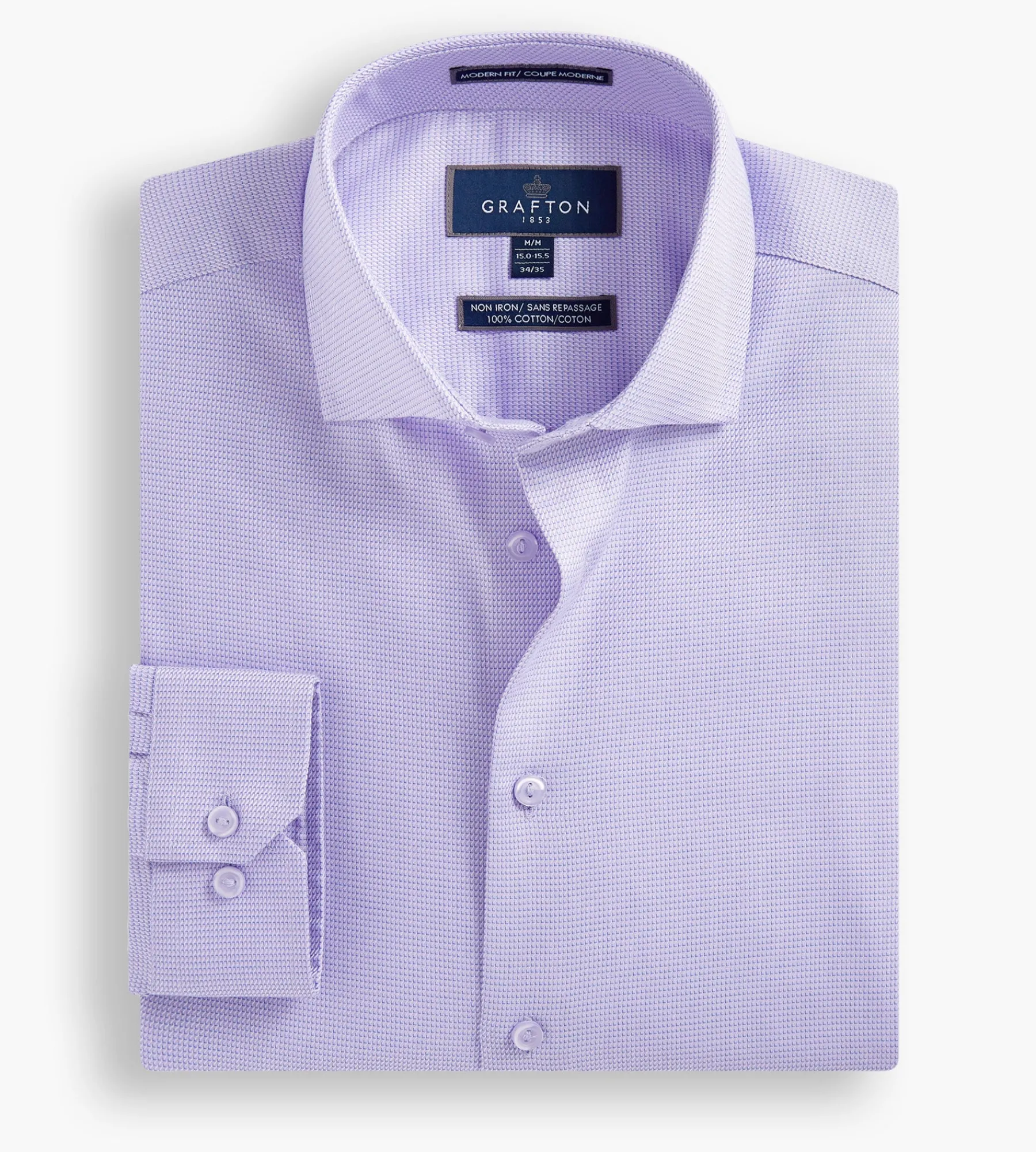 Grafton 1853 Dress Shirts*Modern Fit Jacquard Non-Iron Dress Shirt Lilac