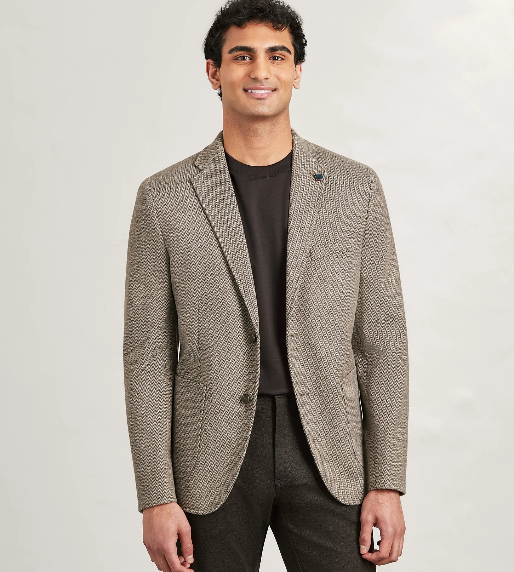 Hechter Paris Sport Jackets*Modern Fit Knit Herringbone Sport Jacket Taupe