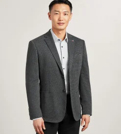 Jermyn & Bond Sport Jackets*Modern Fit Knit Houndstooth Sport Jacket Charcoal