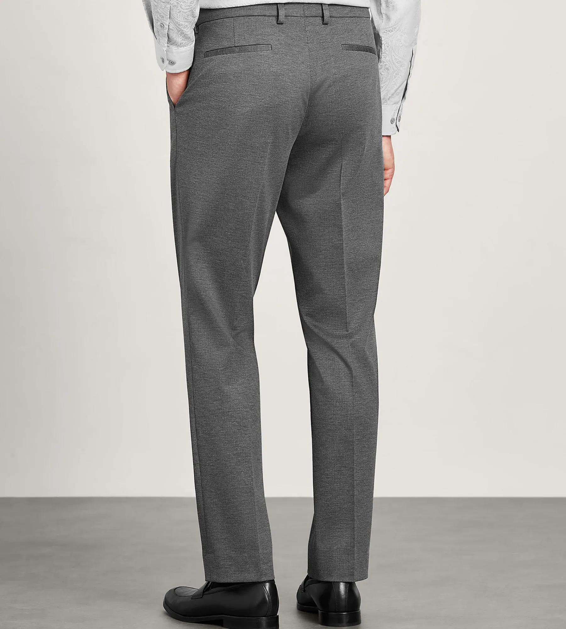 Hechter Paris Dress Pants|Dress Pants*Modern Fit Knit Micro Check Print Dress Pant Black
