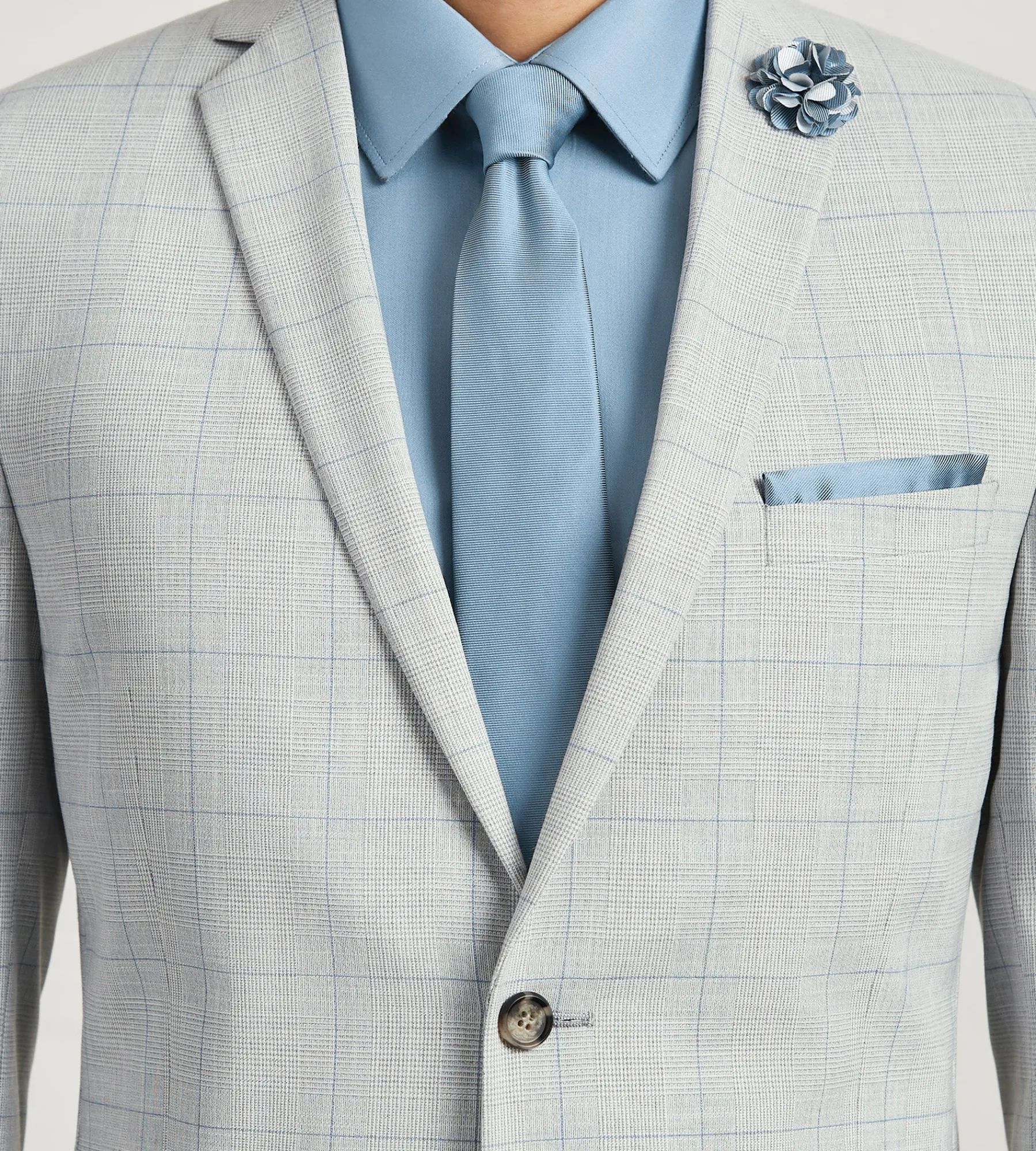 G Grafton Suit Separates*Modern Fit Light Grey Plaid Suit