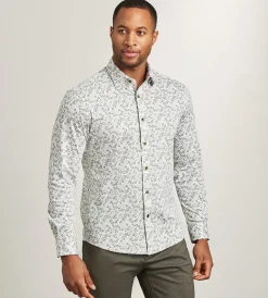 Hechter Paris Casual Shirts*Modern Fit Long Sleeve Boical Pattern 360 Stretch Casual Shirt Tan