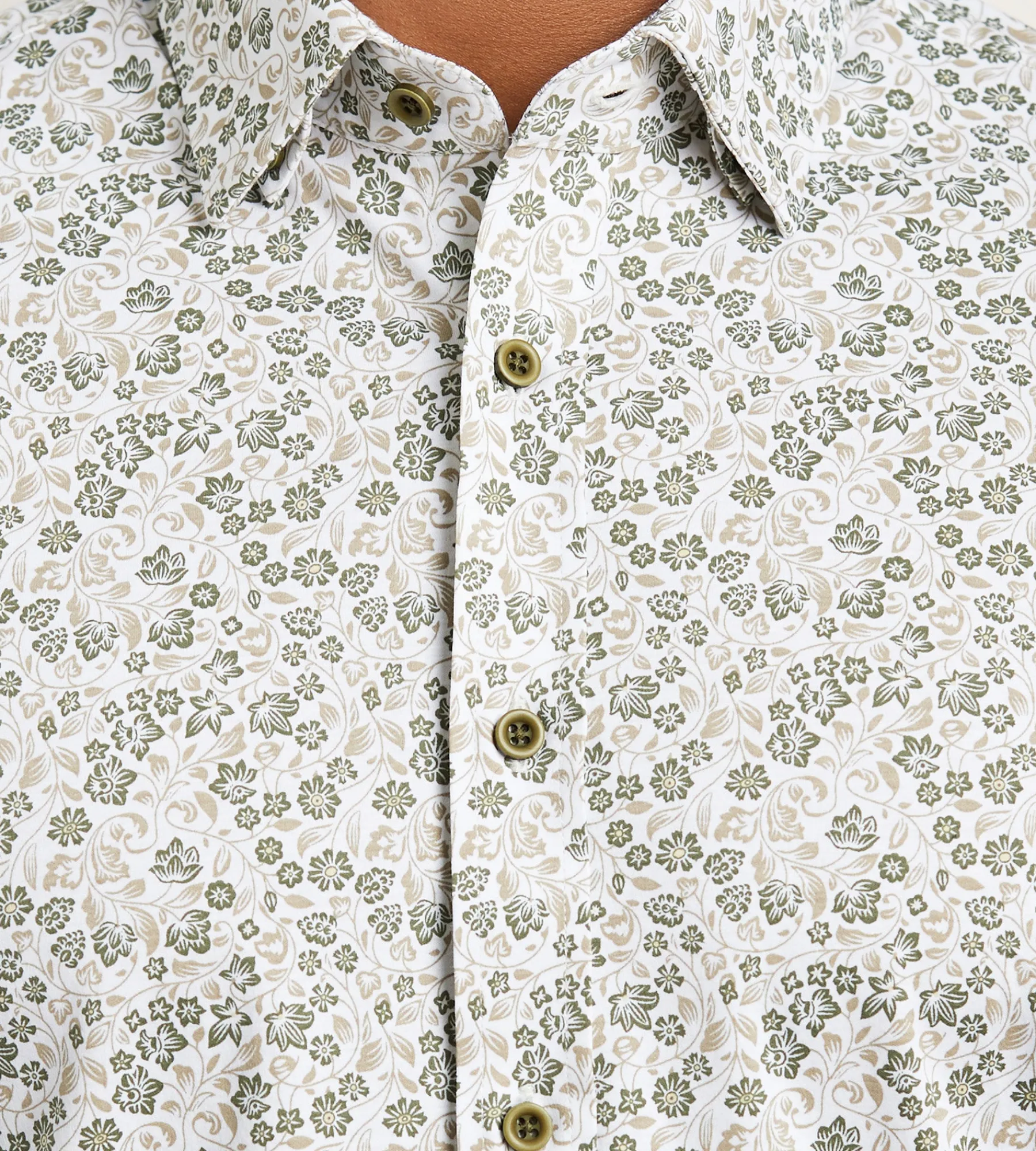 Hechter Paris Casual Shirts*Modern Fit Long Sleeve Boical Pattern 360 Stretch Casual Shirt Tan