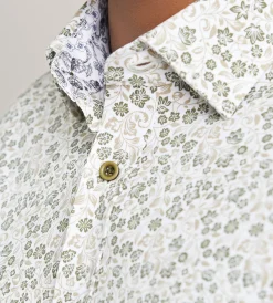 Hechter Paris Casual Shirts*Modern Fit Long Sleeve Boical Pattern 360 Stretch Casual Shirt Tan