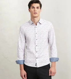Hechter Paris Casual Shirts*Modern Fit Long Sleeve Geo Pattern 360 Stretch Casual Shirt Multi