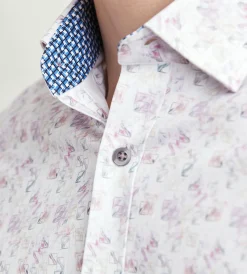 Hechter Paris Casual Shirts*Modern Fit Long Sleeve Geo Pattern 360 Stretch Casual Shirt Multi
