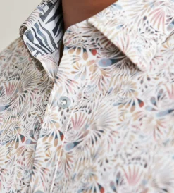 Hechter Paris Casual Shirts*Modern Fit Long Sleeve Paisley Pattern 360 Stretch Casual Shirt Tan