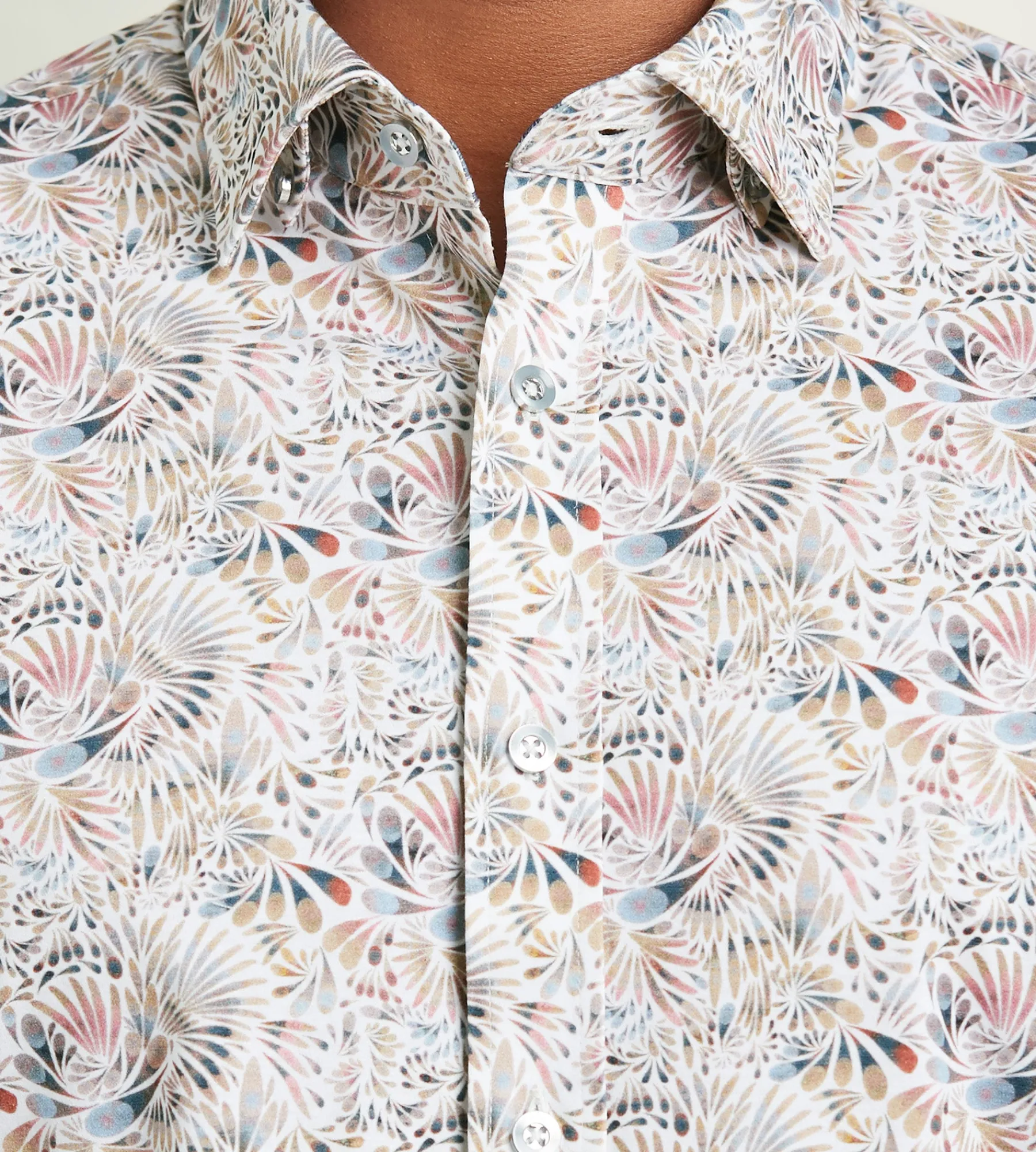 Hechter Paris Casual Shirts*Modern Fit Long Sleeve Paisley Pattern 360 Stretch Casual Shirt Tan