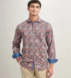 Jermyn & Bond Casual Shirts*Modern Fit Long Sleeve Printed Casual Shirt Navy