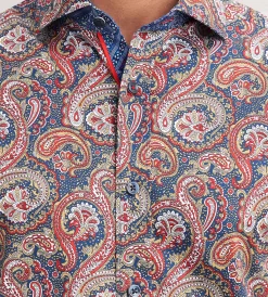 Jermyn & Bond Casual Shirts*Modern Fit Long Sleeve Printed Casual Shirt Navy