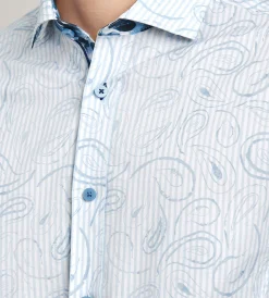 Jermyn & Bond Casual Shirts*Modern Fit Long Sleeve Water Colour Casual Shirt Light blue
