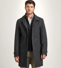 Hechter Paris Coats, Jackets & Vests|Coats, Jackets & Vests*Modern Fit Mac Coat with Removable Bib Black