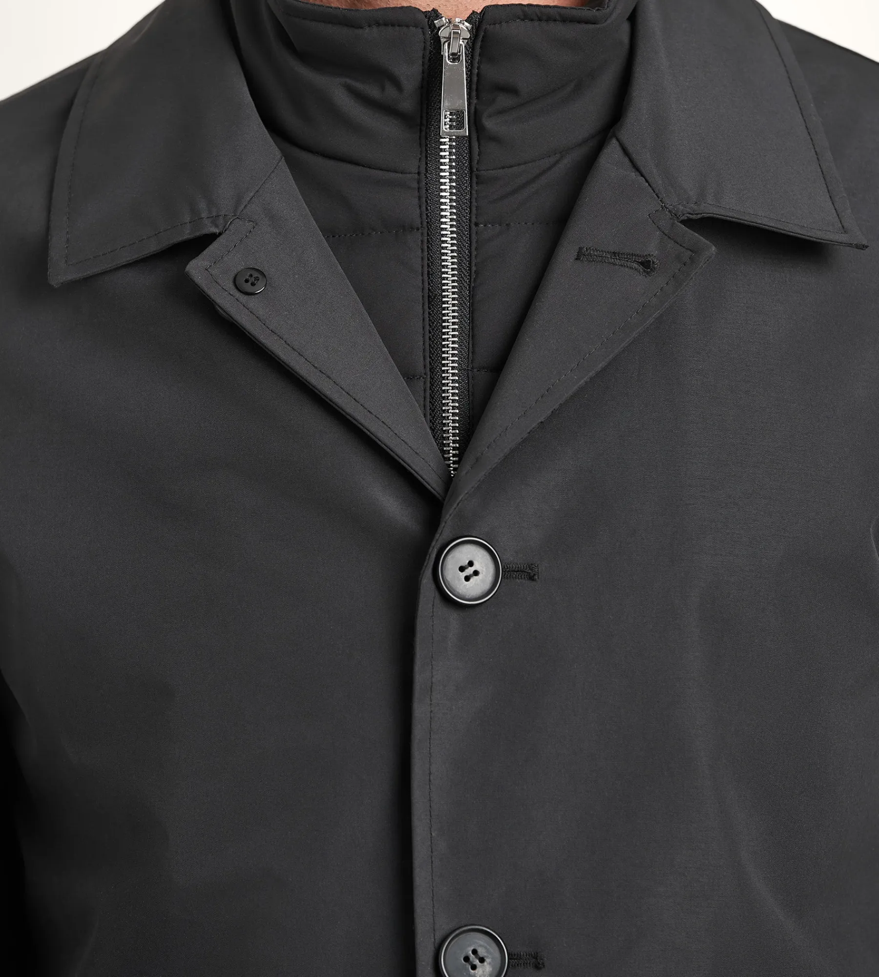 Hechter Paris Coats, Jackets & Vests|Coats, Jackets & Vests*Modern Fit Mac Coat with Removable Bib Black