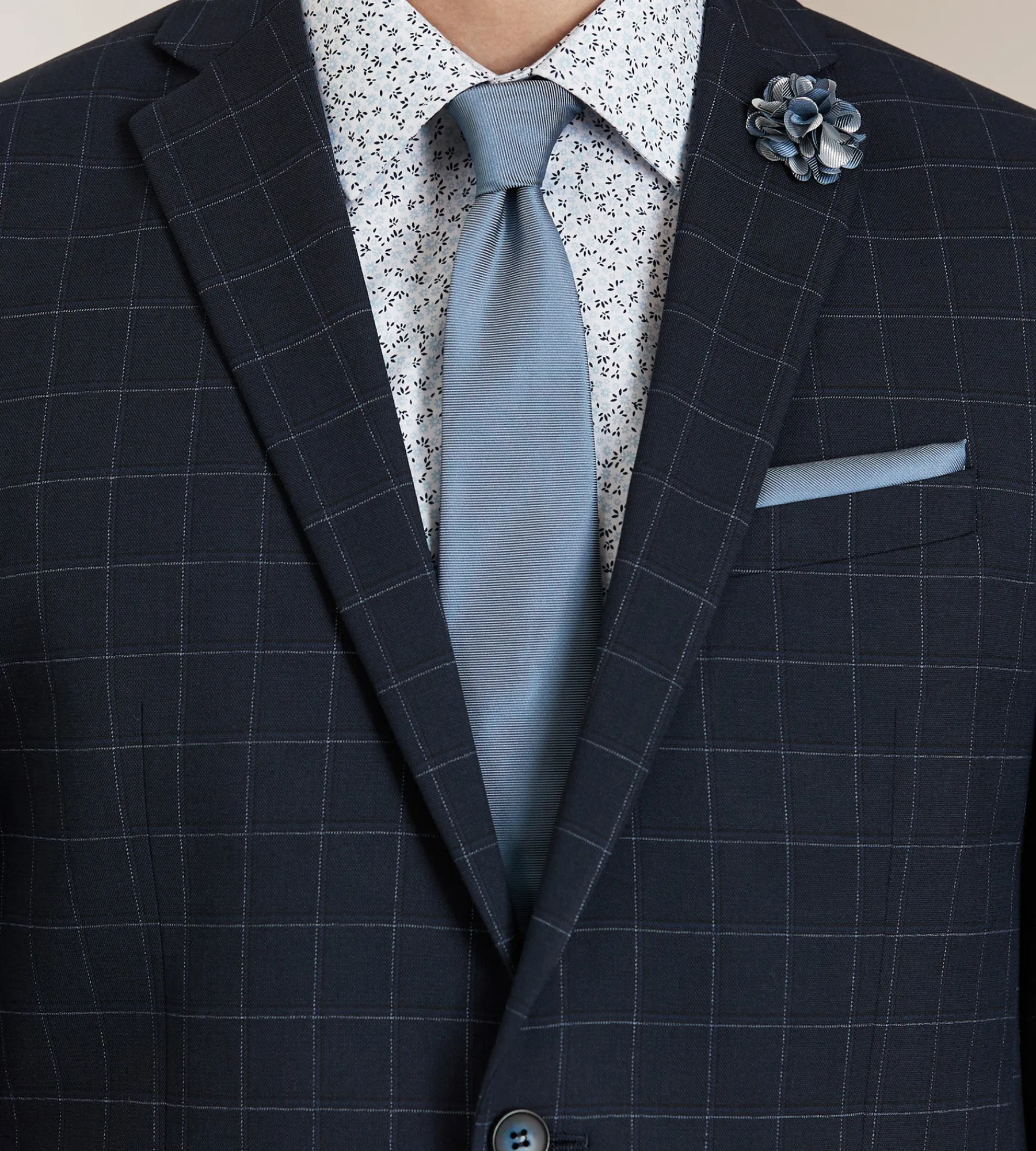 G Grafton Suit Separates*Modern Fit Navy Windowpane Suit