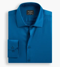 Bellissimo Dress Shirts*Modern Fit Non-Iron Sateen Dress Shirt Bright blue