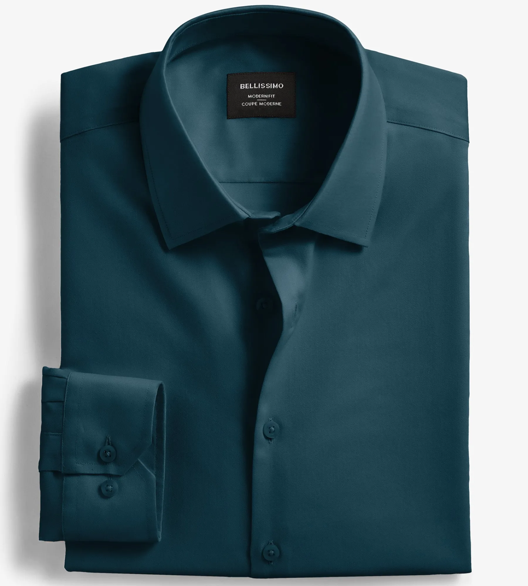 Bellissimo Dress Shirts*Modern Fit Non-Iron Sateen Dress Shirt Dark teal