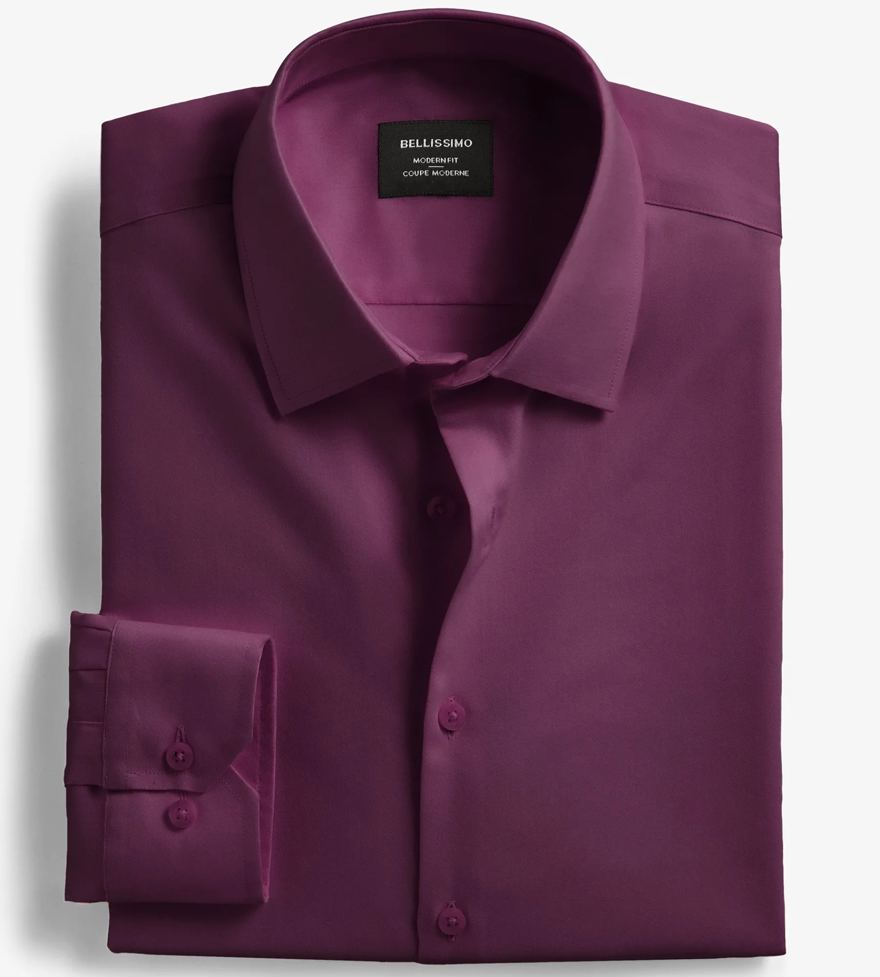 Bellissimo Dress Shirts*Modern Fit Non-Iron Sateen Dress Shirt Dark purple