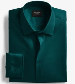Bellissimo Dress Shirts*Modern Fit Non-Iron Sateen Dress Shirt Dark green