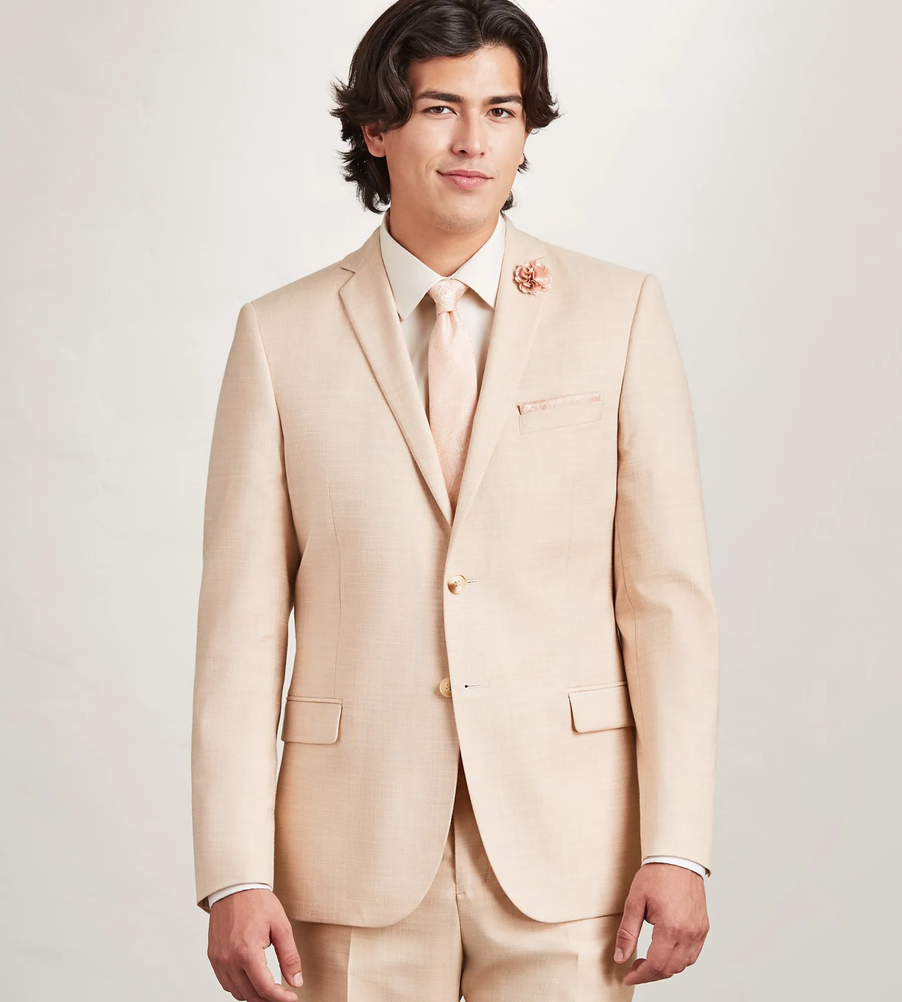 G Grafton Suit Separates*Modern Fit Pale Peach Solid Suit